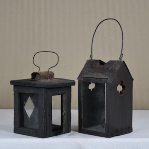 Antique Wooden Candle Lantern - Rustic Candle Holder - Primitive Wood Lantern - Vintage Candlelight Accent - Farmhouse Cabin Decor
