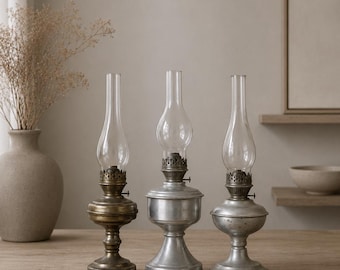 Lámpara de queroseno vintage - Farol rústico de metal estilo granja - Decoración coleccionable