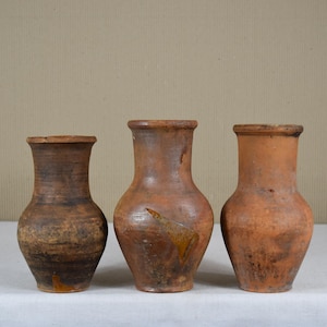 Vintage Tontopf - Rustikale handgemachte Keramikvase - Antike Terrakotta Schüssel - Primitiver Tonkrug - Wabi-Sabi Tongefäß - Tongefäß - Ton Wohndekor