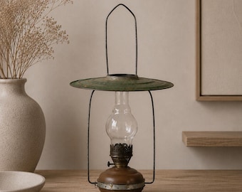 Lámpara de queroseno antigua - Farol de mesa rústico vintage