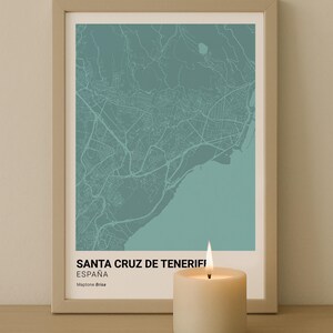 STA.CRUZ Karte von TENERIFFA, druckbare Wandkunst für ein friedliches Zuhause, Slow Living Dekor in sanften Farben, digitaler Download