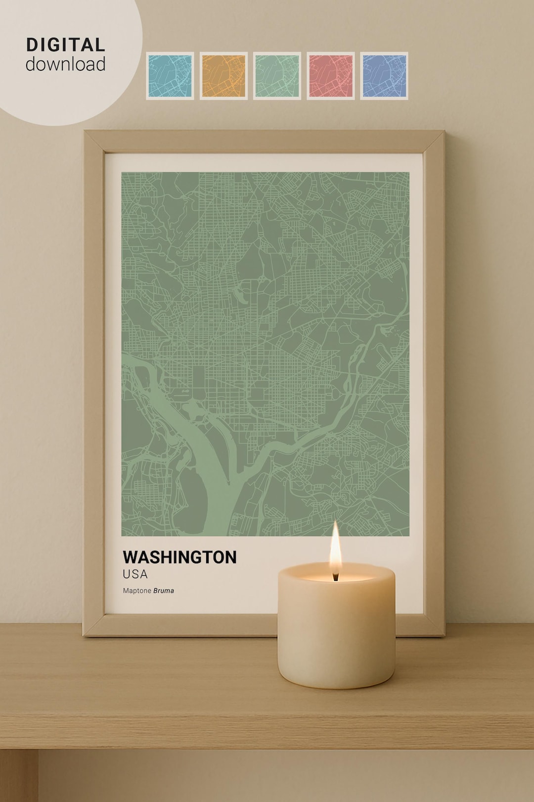 Washington Map Poster, Printable Wall Art, Christmas Gift, Slow Living ...