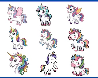 Unicorn PNG Bundle | Cute Unicorn Clipart | Magical Unicorn PNG | Sublimation Design | Digital Download