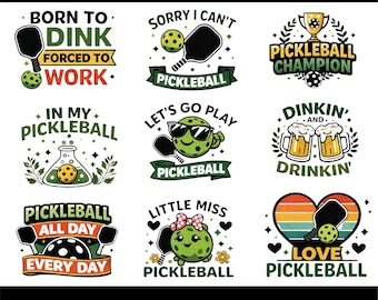 Paquete de imágenes PNG divertidas de pickleball / Diseño para amantes del deporte (Descarga digital)