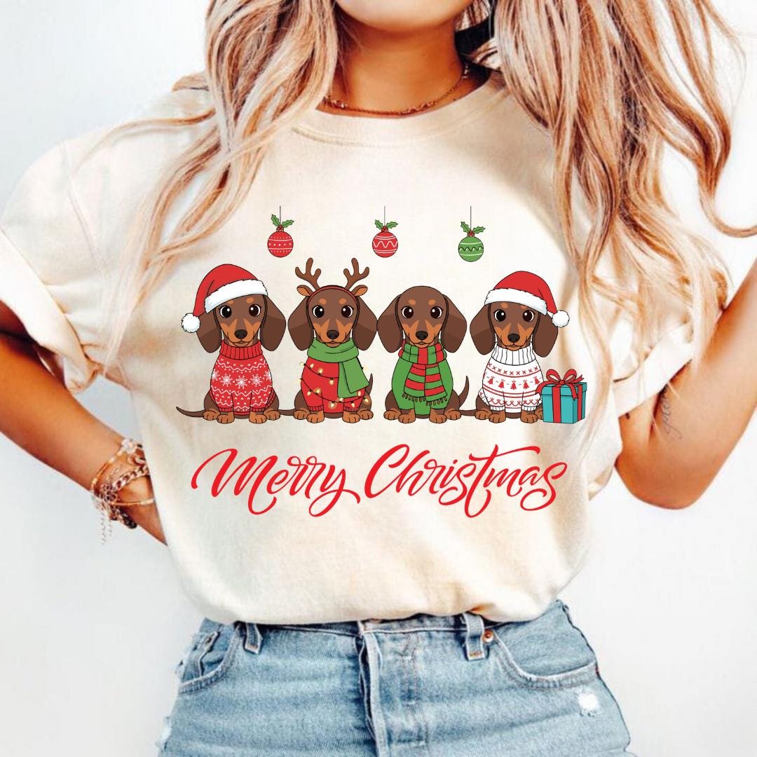 Dachshund Christmas PNG | Festive Dog Clipart, Holiday Design (300 DPI ...