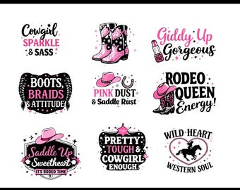 Cowgirl Clipart PNG Bundle, Western Sublimation Designs (Digital Download)