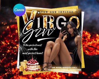 Editable Virgo Birthday Newspaper Invitation, Girl Trip Itinerary (Canva Template)