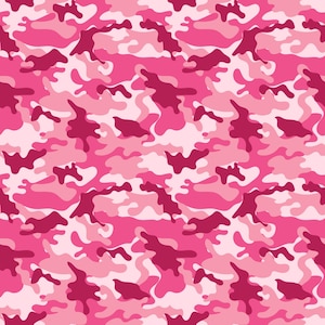 May include: A seamless pattern featuring a pink camouflage design. The pattern incorporates various shades of pink, from light to dark, creating a classic military-inspired aesthetic. The design is suitable for fabric, wallpaper, or other decorative applications.