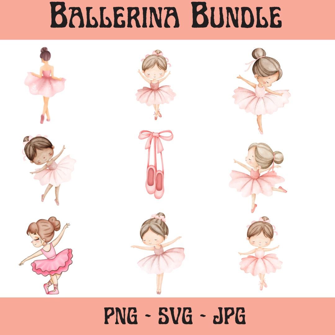 Pink Ballerina Clipart | Ballet Dancer PNG Bundle (digital Download) - Etsy