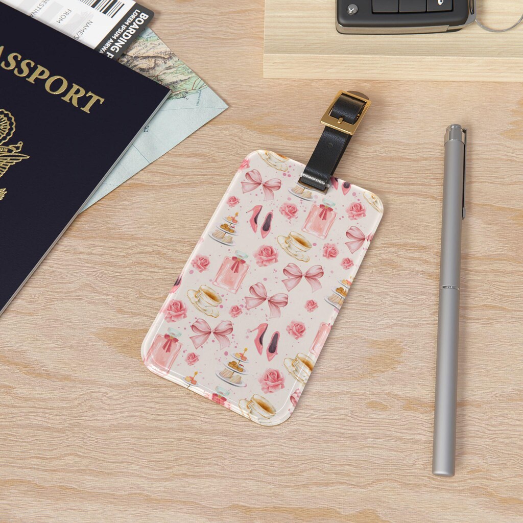 Etichette Per Bagagli Con Fiocco Rosa – Preppy, Western, Coquette – Set Da 2 Per Valigia, Zaino, Viaggio – Ragazze