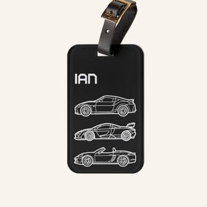 Custom Name Sports Car Luggage Tag Gift for Guys Macleren F1 Gifts for Men Formula One Racecar Gifts for Car Guys Gift Bag Tag Personalized