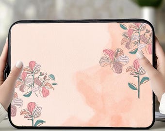Laptop Sleeve Floral Laptop Case for College Girls College Accessories Peach Laptop Sleeve Computer Case Gifts for College Girl Modern