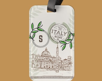 Custom Monogram Italy Luggage Tag: Tuscany Travel Style
