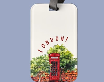 London Gepäckanhänger mit klassischer roter Telefonzelle für das internationale Reisegepäckanhänger-Accessoire