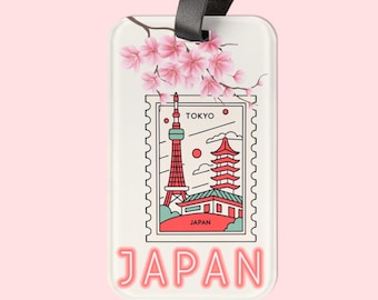 Japanese Cherry Blossom Luggage Tag Gift for Girl World Traveler, Japanese Gifts, World Travel Gift, Travel Gift for Her, Tokyo Gift Asian