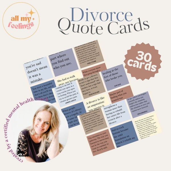 Divorce Affirmation Cards, Healing from Divorce, Tools for Emotional Processing, Mental Health, Post Therapy Session