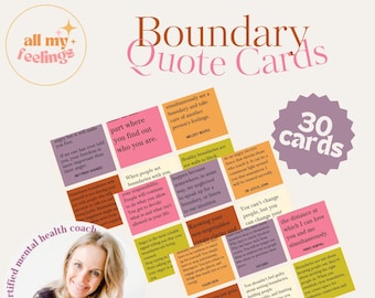 Boundary Affirmation Cards, Quotes on Boundaries, Tools for Emotional Processing, Mental Health, Post Therapy Session
