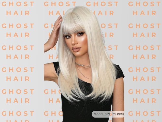 Platinum Blonde Wigs for Women Layered Wig With Bangs Long Blonde Lace Front Wig Hair with Bangs Human Wig  main image 3