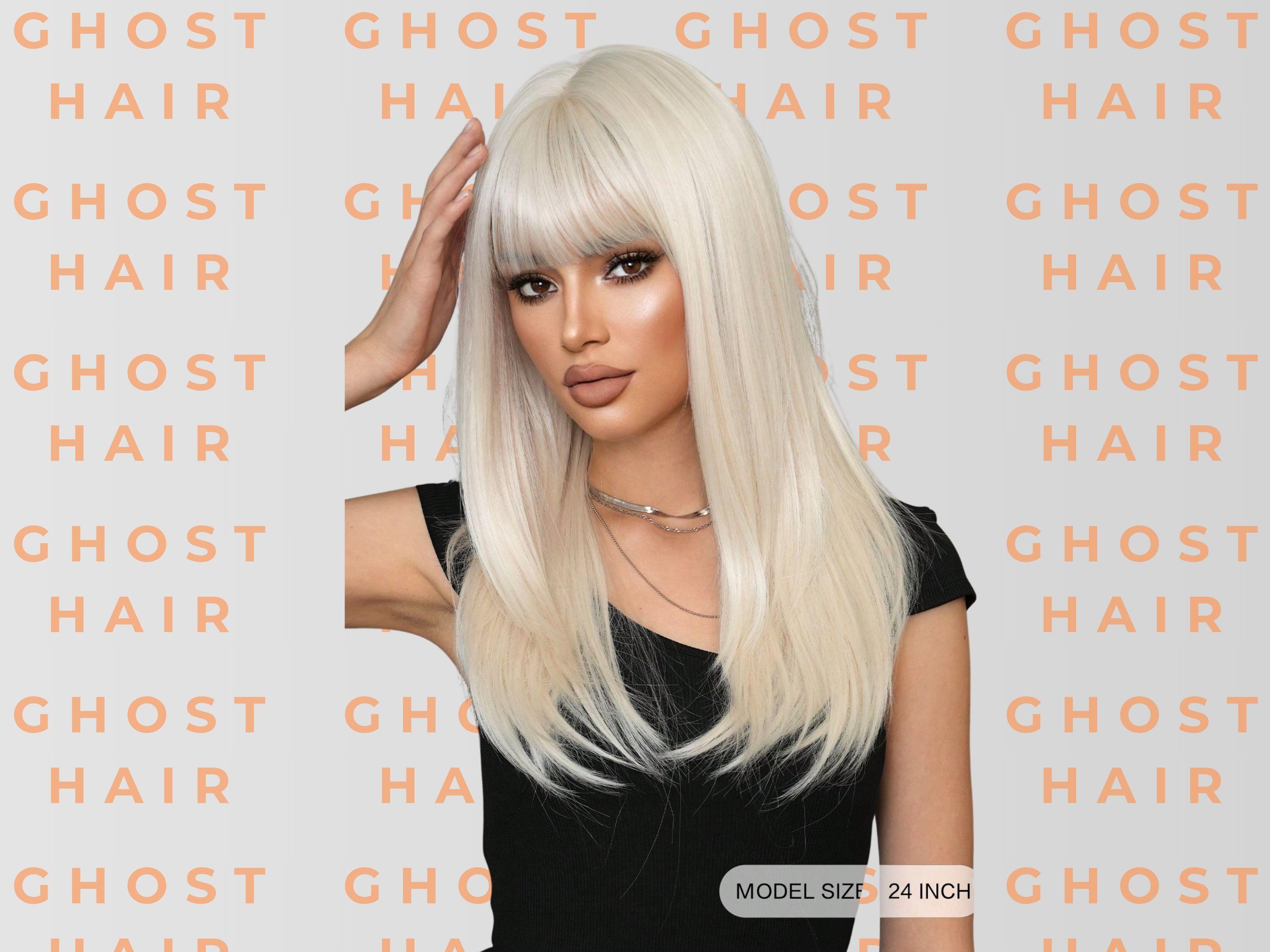 Platinum Blonde Straight Wig With Bangs: 24