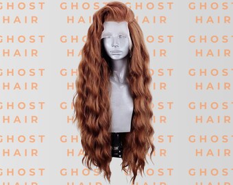 Brown Wavy Lace Front Wig – Pre-Plucked Synthetic Hair, Cosplay