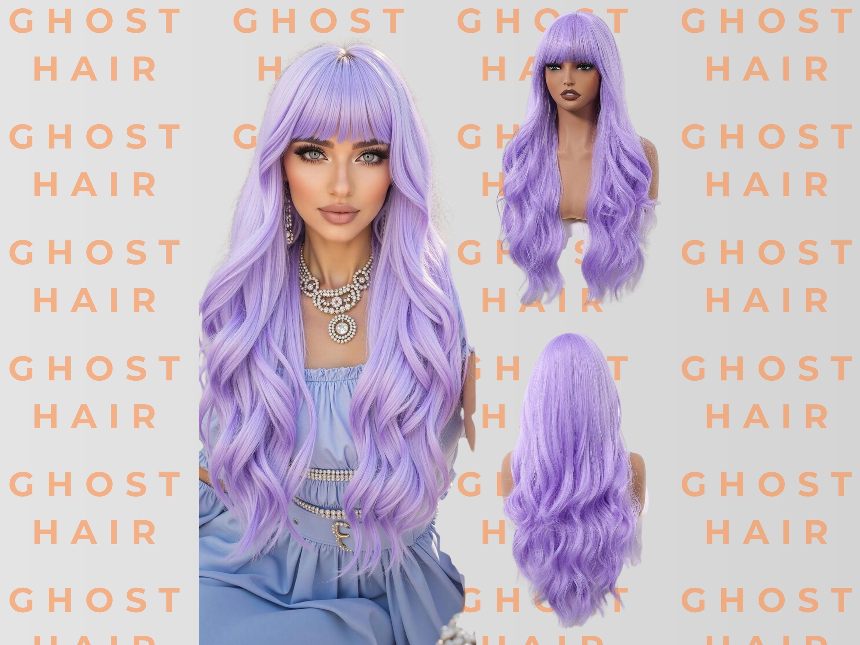 ✨NWT Purple Wig With Bangs Long Wavy Synthetic Heat Resistant 26” Purple Full Bangs Long Wavy Synthetic Cosplay Wig In DARK  main image 2