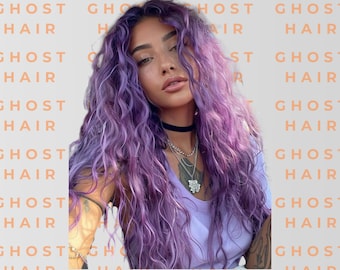 28 Inch Long Wavy Purple Wig for Women – Fluffy Mid-Part Synthetic Wig for Cosplay, halloween