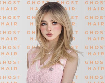 Blonde Natural Wig – 24 Inch Gold-Dyed Straight Synthetic Wig for Women – Medium Length