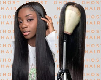 Long Straight Black Lace Front Wig – Pre-Plucked Natural Hairline HD Synthetic Glueless Wig for Women