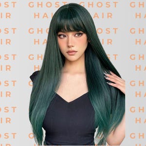 Green long straight synthetic wig 26” Long Amazon.com : SERENEWIG 26 main image 4