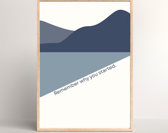 Recuerda por qué empezaste. Arte mural motivacional, descarga digital, 8x10, 11x14, 12x18