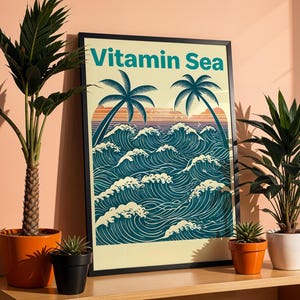 Vitamin Sea Wall Art Poster - Summer Seaside Maximalist Decor - Beach Vibes for Home