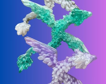 Art de dragon en résine personnalisé | Sculpture de créature mythique | Figurine fantastique bicolore | Gardien de bibliothèque