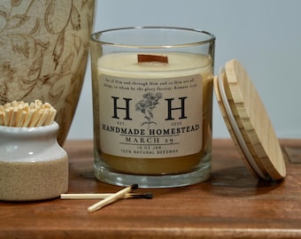 10 oz Clear Glass Beeswax Candle