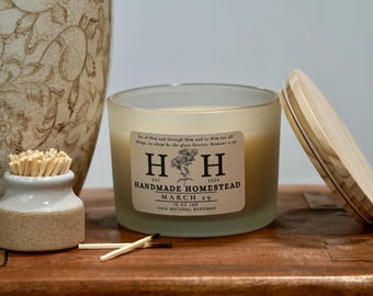 18 oz Frosted Glass Beeswax Candle