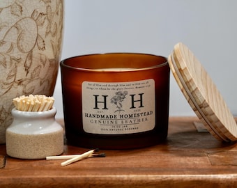18 oz Frosted Amber Glass Beeswax Candle