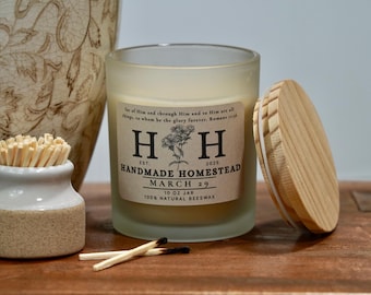 10 oz Frosted Glass Beeswax Candle
