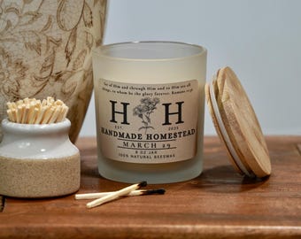8 oz Frosted Glass Beeswax Candle
