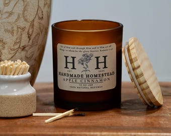 10 oz Frosted Amber Glass Beeswax Candle