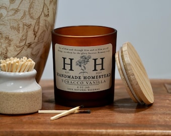 8 oz Frosted Amber Glass Beeswax Candle