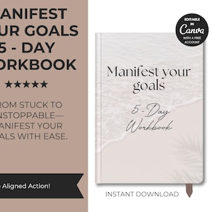 Cahier d'exercices Manifestez vos objectifs – Agenda 5 jours | Fixation d'objectifs + Guide de manifestation | Téléchargement numérique + droits de revente principaux