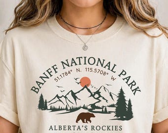 Banff National Park Unisex Shirt, Alberta Canada T-shirt , Canadian Rockies Tee, Vintage Mountain Tshirt, Wildlife Bear Top, Gift For Her