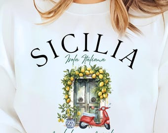 Sicilia Sweatshirt, Italian Island Gift, Mediterranean Travel, Amalfi Coast Sweater, Positano, Sicily Pullover, Sorrento, Sicilia Sweater