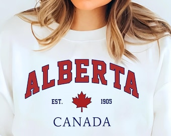 Alberta Sweatshirt, Kanada Crewneck, Kanadische Rockies Top, Ahornblatt, Reise-Souvenir, Alberta Geschenk, Westkanada, Alberta Unisex Pullover
