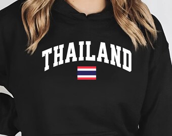 Thailand Hoodie, Thai Flag Hooded Sweatshirt, Southeast Asia Travel Souvenir, Bangkok Vacation Gift, Thailand Pride Pullover, Thailand Top