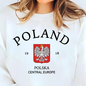 Poland Sweatshirt, Polska Eagle Crewneck, Polish Heritage Pullover, White Eagle Sweater, Central Europe Pride, National Gift Idea