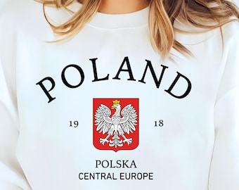 Polen Sweatshirt, Polska Adler Crewneck, Polnischer Heritage Pullover, Weißer Adler Pullover, Mitteleuropa Stolz, Nationale Geschenkidee