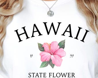 Hawaii State Flower T-shirt, Hawaiiansk hibiskus-t-shirt, Aloha-blommor Hawaii-gåva, Vintage tropisk Oahu-t-shirt, Ö-semestert-t-shirt, Hawaii-t-shirt
