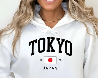 Tokyo Hoodie, Japan Sweater, Japanese Heritage Souvenir, Varsity Style Nippon Asia Travel Gift Pullover