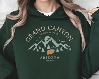 Grand Canyon Hoodie, Arizona National Park Hoody, Bintage Bison Pullover, Southwest Mountain Nature Gift, American Outdoor Souvenir Sweater