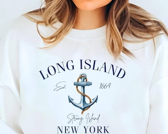Long-Island-Sweatshirt, New-York-Pullover, „Strong Island“-Top, maritimes Küsten-Souvenir, Geschenkidee für den Strandurlaub im Bundesstaat New York, Unisex-Pullover